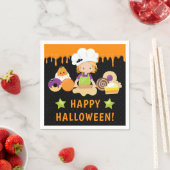 ハロウィーンケーキとベーキング赤毛ガール スタンダードカクテルナプキン (インサイチュ)