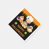 ハロウィーンケーキとベーキング赤毛ガール スタンダードカクテルナプキン (角)