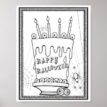 ハロウィーンケーキカラーリングページアート