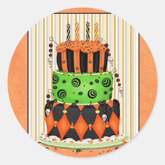 ハロウィーンケーキ – Halloween Stickers ラウンドシール (正面)