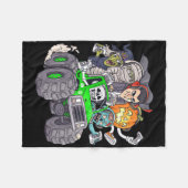 ハロウィーンゲーマースケルトンゾンビモンスタートラックボーイズ フリースブランケット (正面(横))