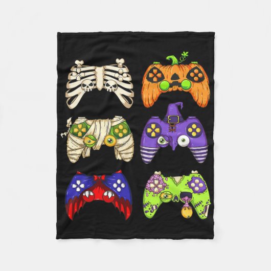 ハロウィーンゲームコントローラー男性ボーイズキッズゲーマーハ フリースブランケット (正面)