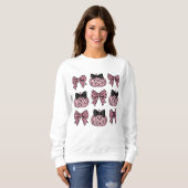 ハロウィーンコケットのカボチャと弓ピンク スウェットシャツ (正面フル)