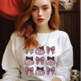 ハロウィーンコケットのカボチャと弓ピンク スウェットシャツ