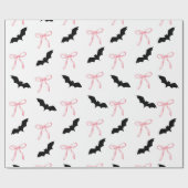 ハロウィーンコケットピンクボウとこうもり ラッピングペーパー (フラット)