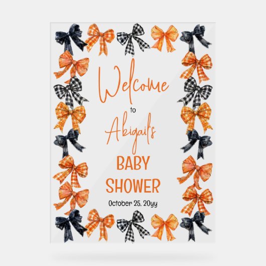 ハロウィーンコケットブラック | オレンジボウズ赤ちゃんシャワー アクリルサイン (正面)