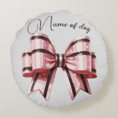 ハロウィーンコケットブルドッグボウパンプキンピンク ラウンドクッション (裏面)