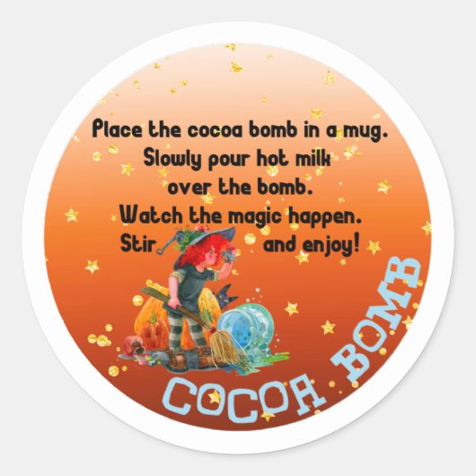 ハロウィーンココア爆弾ラベル、スカルクラシックラウンド ラウンドシール (正面)