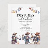 ハロウィーンコスチュームとカクテルスケルトンinvitati 案内状 (正面/裏面)