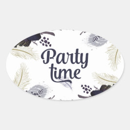 ハロウィーンコスチュームとカクテルマスカレードバッシュ 楕円形シール