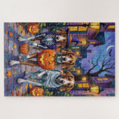 ハロウィーンコスチュームのアメリカ英語の犬 ジグソーパズル (横)