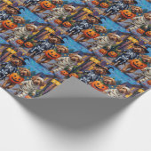 ハロウィーンコスチュームのオタハウンドのトリックまたはトリートメント ラッピングペーパー (角)