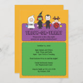 ハロウィーンコスチュームのトリックまたは治療パーティー 招待状 (正面/裏面)