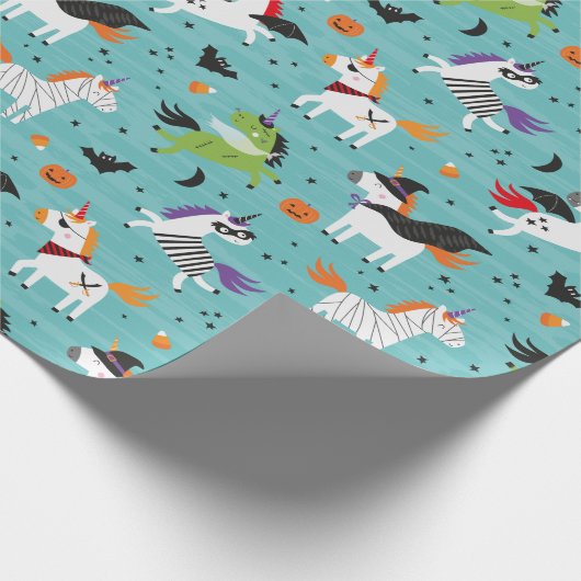 ハロウィーンコスチュームの可愛いユニコーン ラッピングペーパー (角)