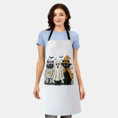 ハロウィーンコスチュームの黒猫 – 幽霊、魔女、 エプロン (着用した状態)