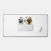 ハロウィーンコスチュームの黒猫 – 幽霊、魔女、 デスクマット (キーボード&マウス)