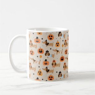 ハロウィーンコスチュームパターンのダックスフント コーヒーマグカップ