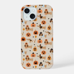 ハロウィーンコスチュームパターンのダックスフント iPhone 15ケース