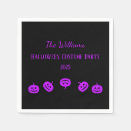 ハロウィーンコスチュームパーティーパープルカボチャ紙 スタンダードカクテルナプキン