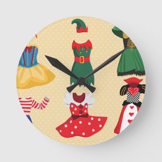 ハロウィーンコスチューム ラウンド壁時計 (正面)