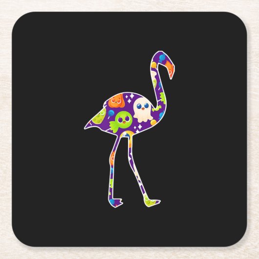 ハロウィーンコスチュームFlamingo幽霊キャンディギフト スクエアペーパーコースター (正面)