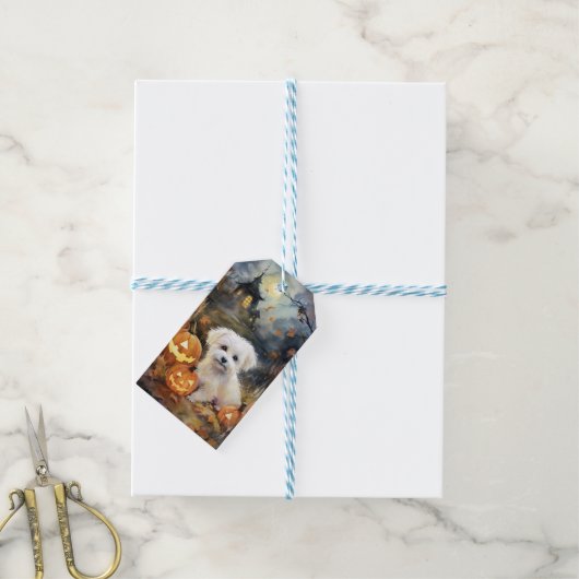 ハロウィーンコトンデトゥルイヤーとカボチャ怖い ギフトタグ (より糸付き)