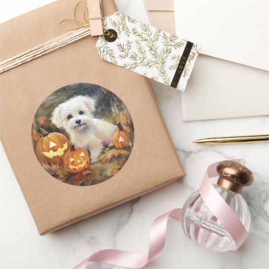 ハロウィーンコトンデトゥルイヤーとカボチャ怖い ラウンドシール (ギフト)