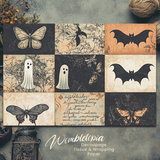 ハロウィーンコラージュ幽霊&パンプキンデクページ 薄葉紙