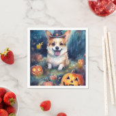ハロウィーンコルギとカボチャ怖い スタンダードカクテルナプキン (インサイチュ)