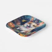 ハロウィーンコルギとカボチャ怖い ペーパープレート (傾斜あり)