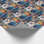 ハロウィーンコルギとカボチャ怖い ラッピングペーパー (角)