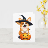 ハロウィーンコルギウィッチハット カード (黄色い花)