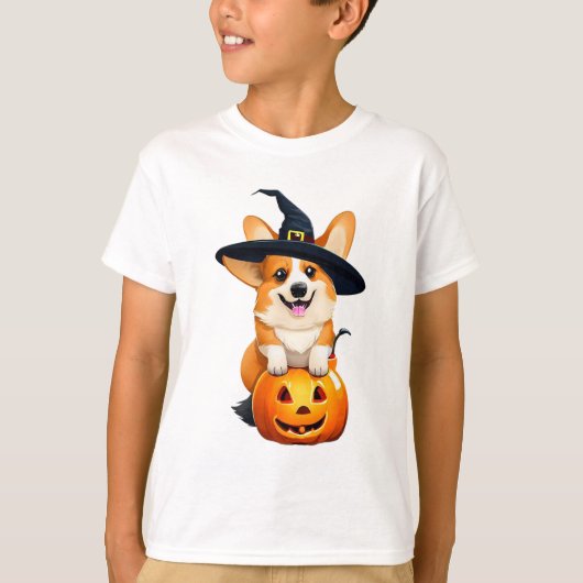 ハロウィーンコルギウィッチハット Tシャツ (正面)