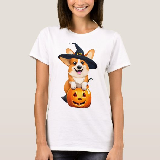 ハロウィーンコルギウィッチハット Tシャツ (正面)