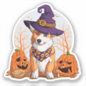 ハロウィーンコルギスクエアステッカー シール (正面)