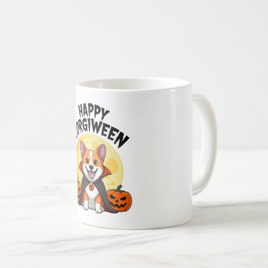 ハロウィーンコーギ不気味ドッグ コーヒーマグカップ (正面右)