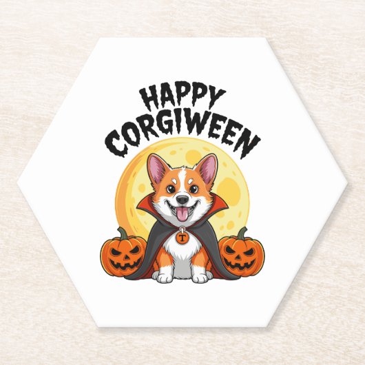 ハロウィーンコーギ不気味ドッグ ペーパーコースター (正面)
