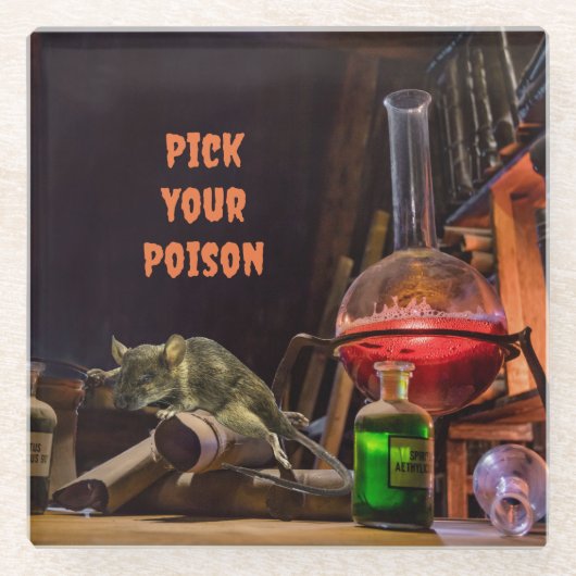 ハロウィーンコースター、毒を選ぶ ガラスコースター (正面)
