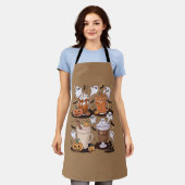 ハロウィーンコーヒーかわいい秋アイスコーヒー恋人ギフト エプロン (着用した状態)