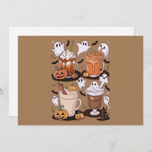 ハロウィーンコーヒーかわいい秋アイスコーヒー恋人ギフト シーズンカード (正面/裏面)
