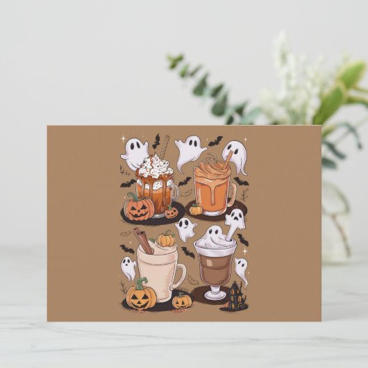 ハロウィーンコーヒーかわいい秋アイスコーヒー恋人ギフト シーズンカード (スタンド正面)