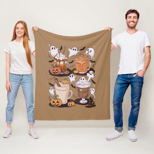 ハロウィーンコーヒーかわいい秋アイスコーヒー恋人ギフト フリースブランケット (インサイチュ)