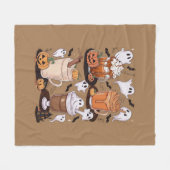 ハロウィーンコーヒーかわいい秋アイスコーヒー恋人ギフト フリースブランケット (正面(横))