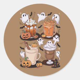 ハロウィーンコーヒーかわいい秋アイスコーヒー恋人ギフト ラウンドシール