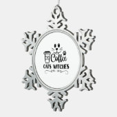 ハロウィーンコーヒーキャッツウィッチ誕生日 スノーフレークピューターオーナメント (右)