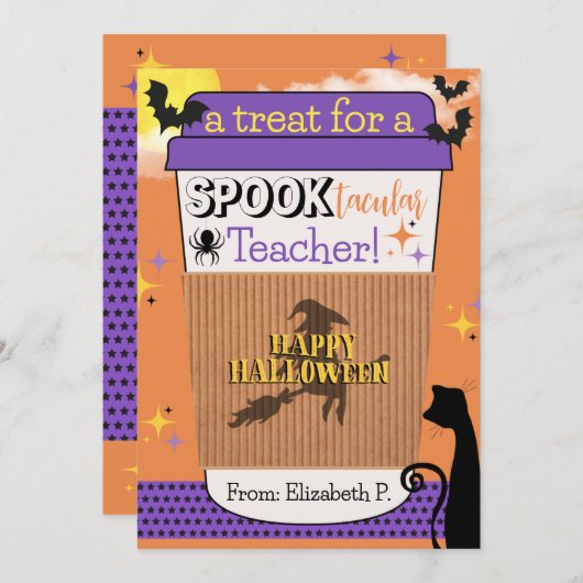 ハロウィーンコーヒーギフトカードホルダー 案内状 (正面/裏面)