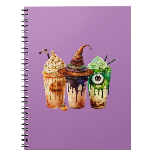 ハロウィーンコーヒードリンクウォーター色トリオ ノートブック (正面)
