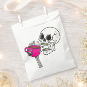 ハロウィーンコーヒー飲みスカルスケルトンピンク フェイバーバッグ (クリップ留めされた状態)