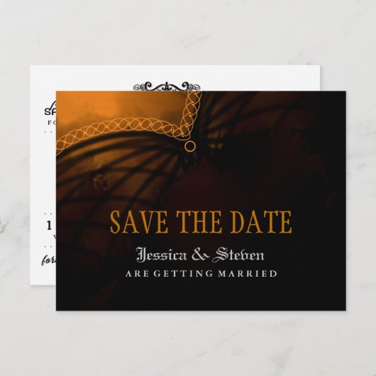 ハロウィーンゴシッエレガントク日付のポストカードを保存 案内ポストカード (正面/裏面)