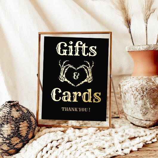 ハロウィーンゴシックのギフトとカードスカルハンズサイン 箔ポスター